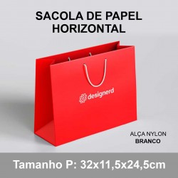 Sacola de Papel Personalizada Horizontal P 32x11,5x24,5cm