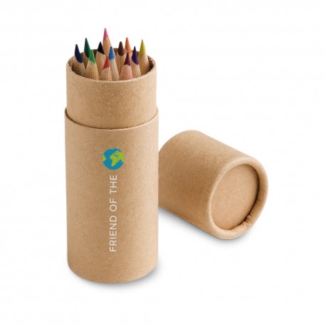 Lápis de cor 12 unidades em caixa de papel kraft personalizada
