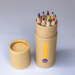 Lápis de cor 12 unidades em caixa de papel kraft personalizada