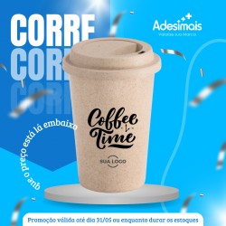 Copo de Café Personalizado Tampa para Viagem 450ml Fibra de Bambu